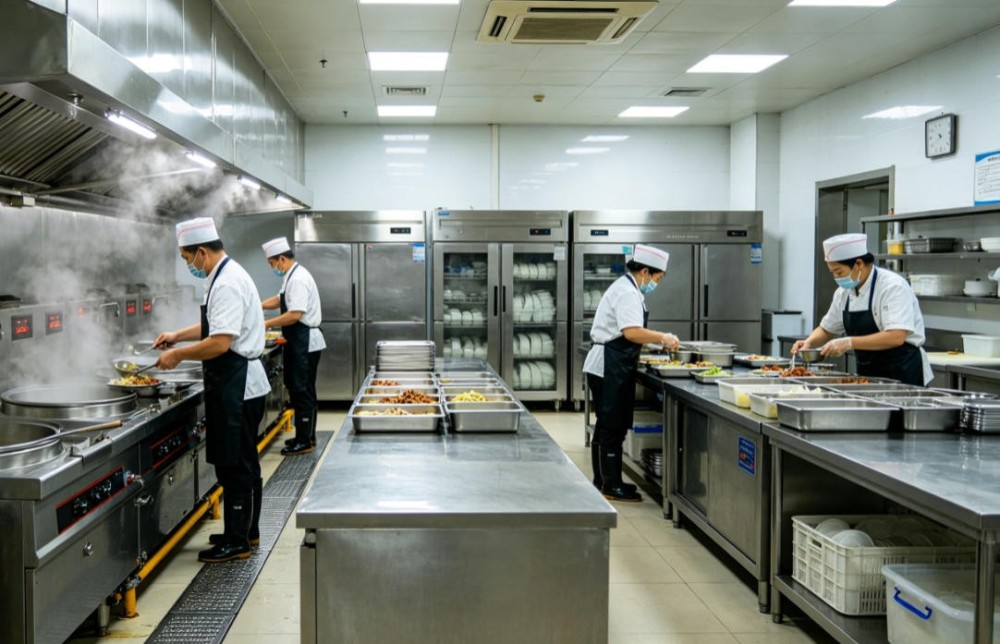商用厨房全套设备布局实拍 餐饮店食堂后厨不锈钢厨具配置 商用厨房全套设备布局实拍 餐饮店食堂后厨不锈钢厨具配置